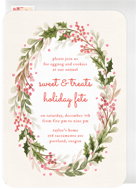 'Earthy Wreath' Holiday Party Invitation