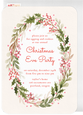 'Earthy Wreath' Christmas Party Invitation