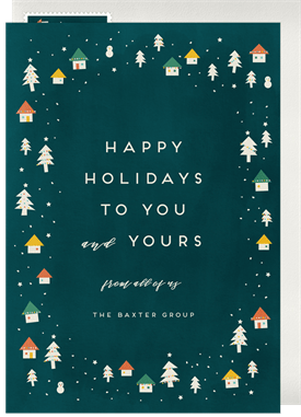 'Festive Winter Village' Business Holiday Greetings Card