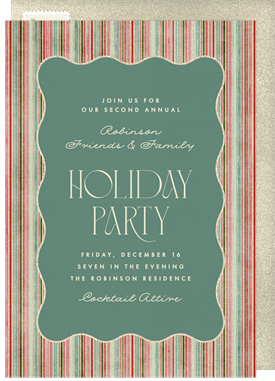 'Festive Shimmer Stripes' Holiday Party Invitation