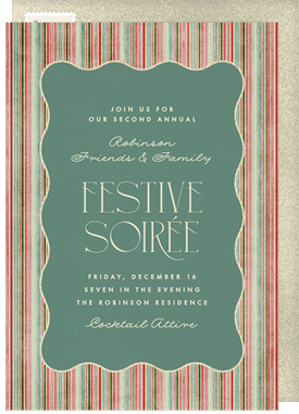 'Festive Shimmer Stripes' Christmas Party Invitation