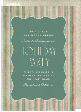 'Festive Shimmer Stripes' Business Holiday Party Invitation