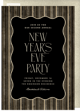 'Festive Shimmer Stripes' New Year's Party Invitation