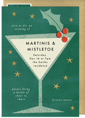 'Mistletoe Martini' Christmas Party Invitation