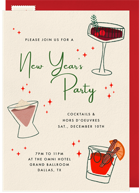 'Winter Cocktails' New Year's Party Invitation