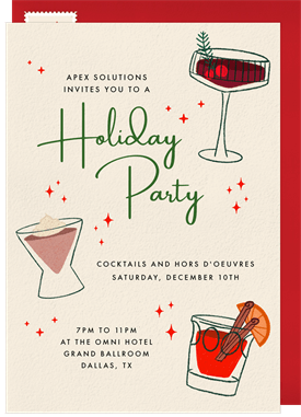 'Winter Cocktails' Business Holiday Party Invitation