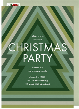 'Retro Christmas Tree' Christmas Party Invitation