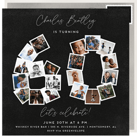 '60 Milestone Collage' Adult Birthday Invitation