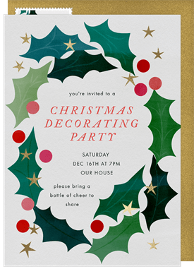 'Festive Holly Wreath' Christmas Party Invitation