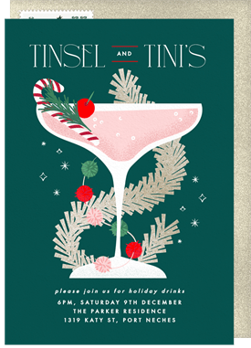 'Tinsel and Tinis' Holiday Party Invitation