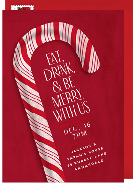 'Whimsical Candy Cane' Holiday Party Invitation