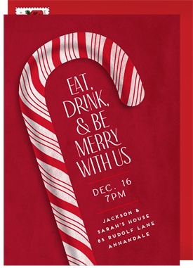 'Whimsical Candy Cane' Christmas Party Invitation