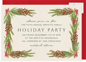 'Rustic Garland' Holiday Party Invitation
