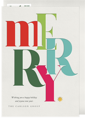 'Merry Letterpress' Business Holiday Greetings Card