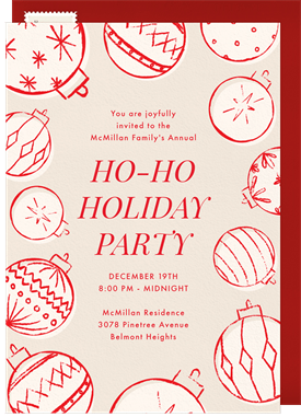 'Whimsical Vintage Ornaments' Christmas Party Invitation