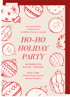 'Whimsical Vintage Ornaments' Business Holiday Party Invitation