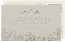 'Ornate Florals' Wedding Thank You Note