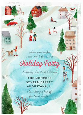 'Wintry Town' Holiday Party Invitation