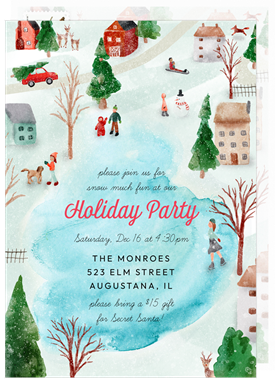 'Wintry Town' Christmas Party Invitation