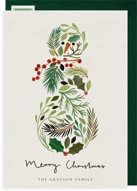 'Botanical Snowman' Holiday Greetings Card