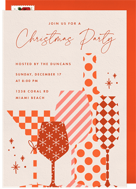 'Gift-Wrapped Drinks' Christmas Party Invitation