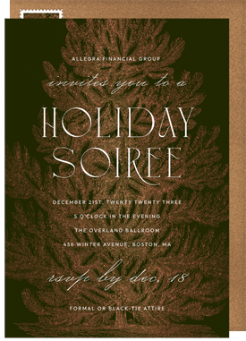 'Classic Tree' Business Holiday Party Invitation