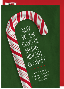 'Whimsical Candy Cane' Christmas Greetings Card