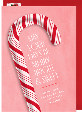 'Whimsical Candy Cane' Holiday Greetings Card