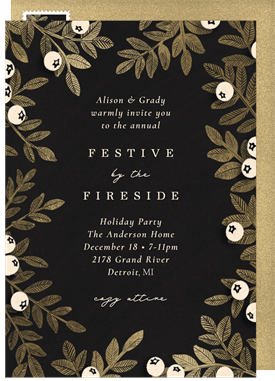 'Gilded Holly' Holiday Party Invitation