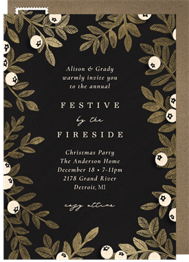 'Gilded Holly' Christmas Party Invitation