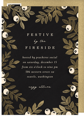 'Gilded Holly' Business Holiday Party Invitation