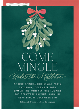 'Under the Mistletoe' Christmas Party Invitation