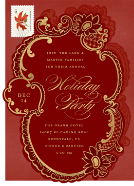 'Golden Elegance' Holiday Party Invitation