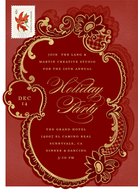 'Golden Elegance' Business Holiday Party Invitation