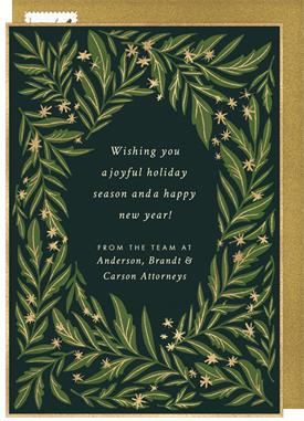 'Leafy Frame' Business Holiday Greetings Card