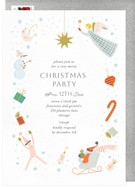 'Sweet Holiday Illustrations' Christmas Party Invitation