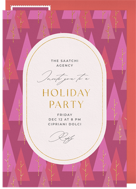 'Geometric Holiday Trees' Business Holiday Party Invitation
