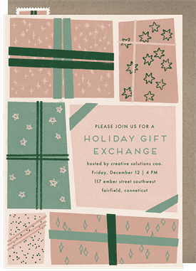 'Gift Box Whimsy' Holiday Party Card