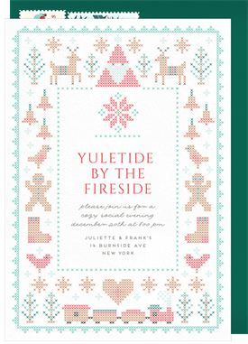 'Cozy Cross Stitch' Christmas Party Invitation