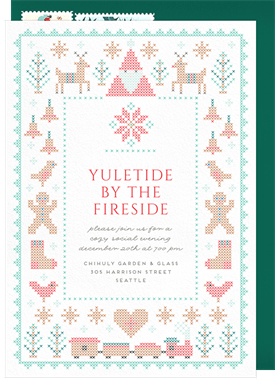 'Cozy Cross Stitch' Business Holiday Party Invitation