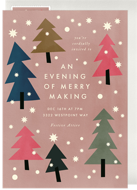 'Paper Trees' Holiday Party Invitation