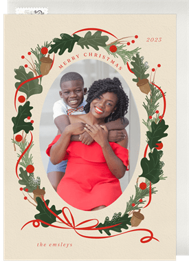 'Festive Oak Wreath' Holiday Greetings Card