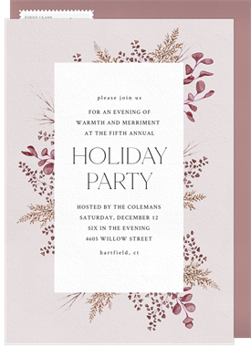 'Delicate Foliage' Holiday Party Save the Date