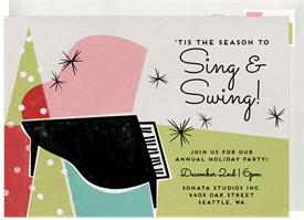 'Jazzy Holidays' Business Holiday Party Invitation