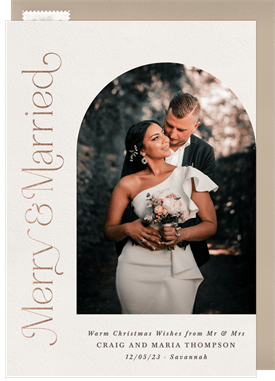 'Vertical Merry and Married' Christmas Greetings Card