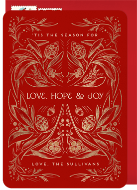 'Botanical Motifs' Holiday Greetings Card