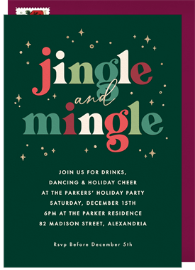 'Sparkle Jingle & Mingle' Holiday Party Invitation