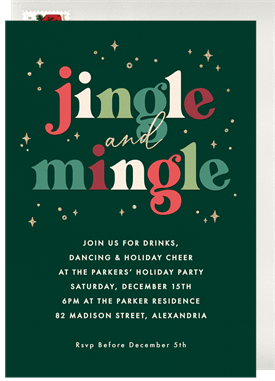 'Sparkle Jingle & Mingle' Christmas Party Invitation