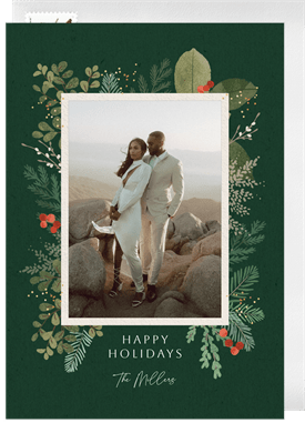 'Winter Botanical Frame' Holiday Greetings Card
