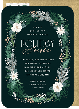 'Festive Holiday Wreath' Holiday Party Invitation